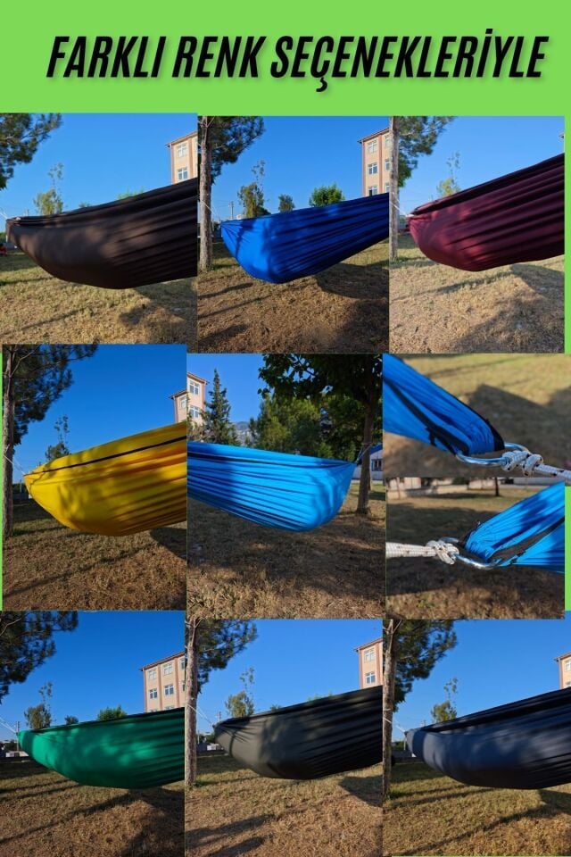 Kamp Piknik Hamağı Outdoor Su İtici Kumaş Katlanabilir Taşınabilir Kılıflı Bahçe Balkon Salıncak - Yeşil