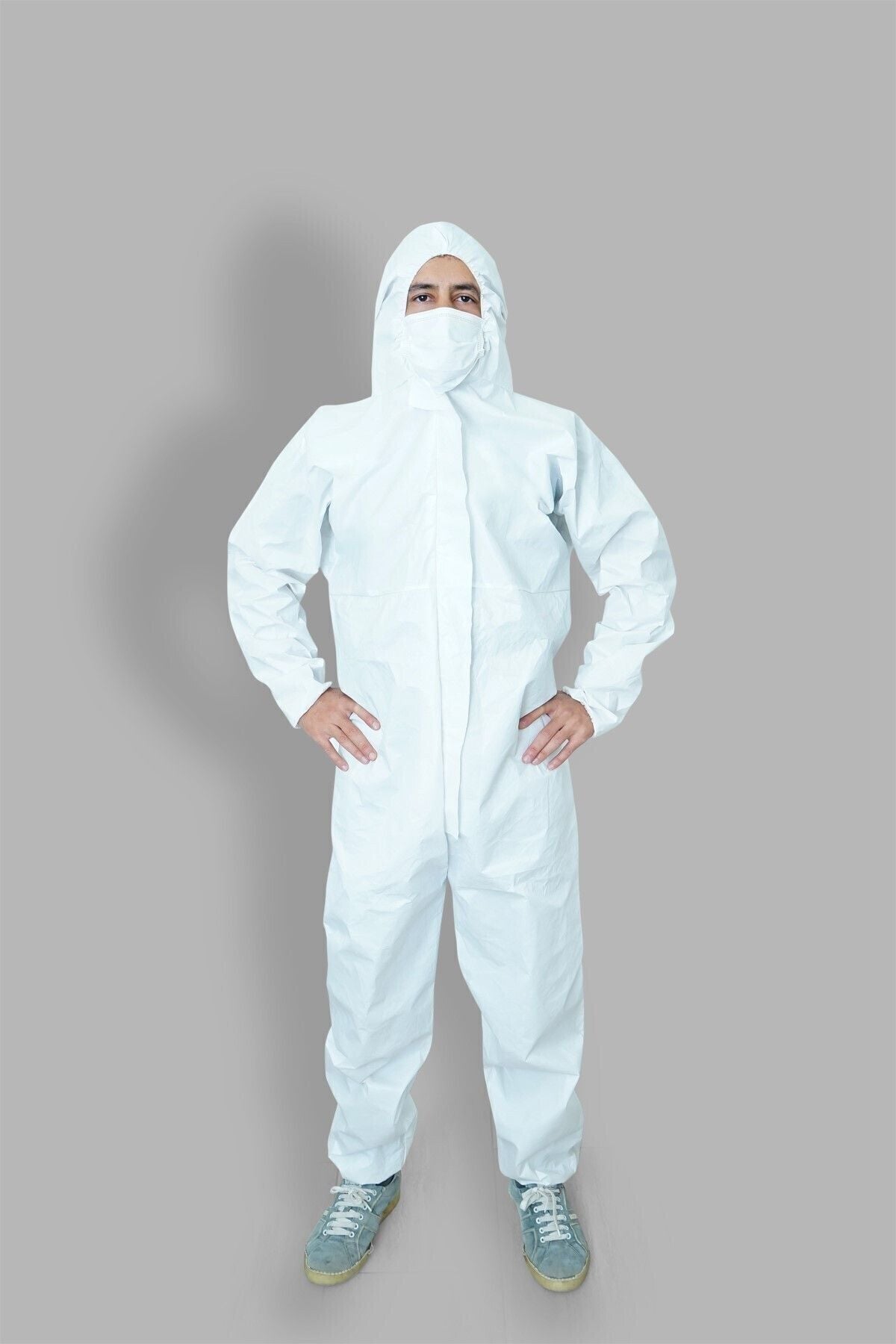 Tek Kullanımlık Lamineli Koruyucu Tulum 57 gr Beyaz Sıvı Geçirmez (Tam Laminasyon) M - 1 Adet